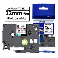 Brother Tze-231 Labelling Tape Black on White 12MM Brother Tze-231 Labelling Tape Black on White 12MM